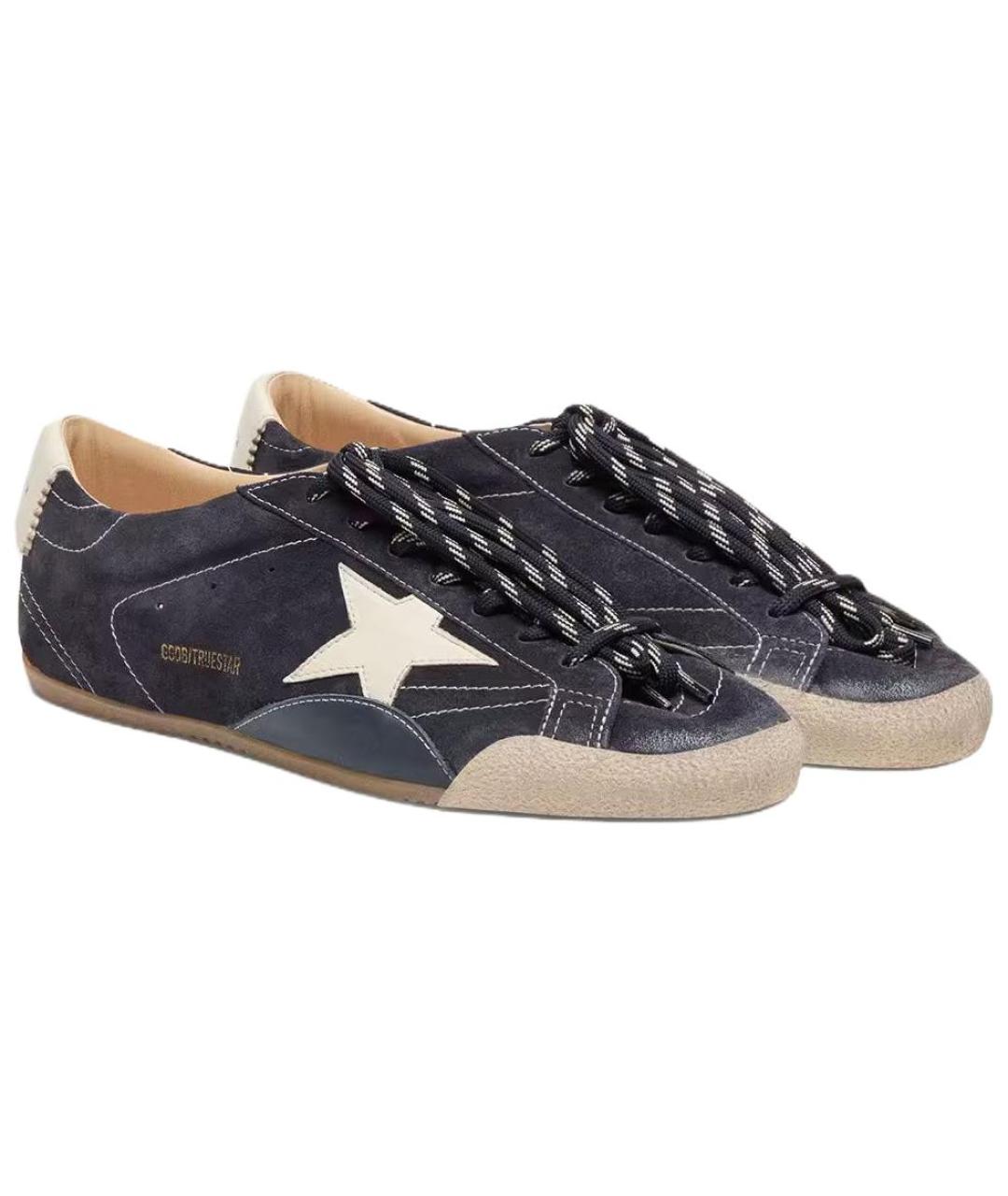 GOLDEN GOOSE DELUXE BRAND Синие кожаные кроссовки, фото 3