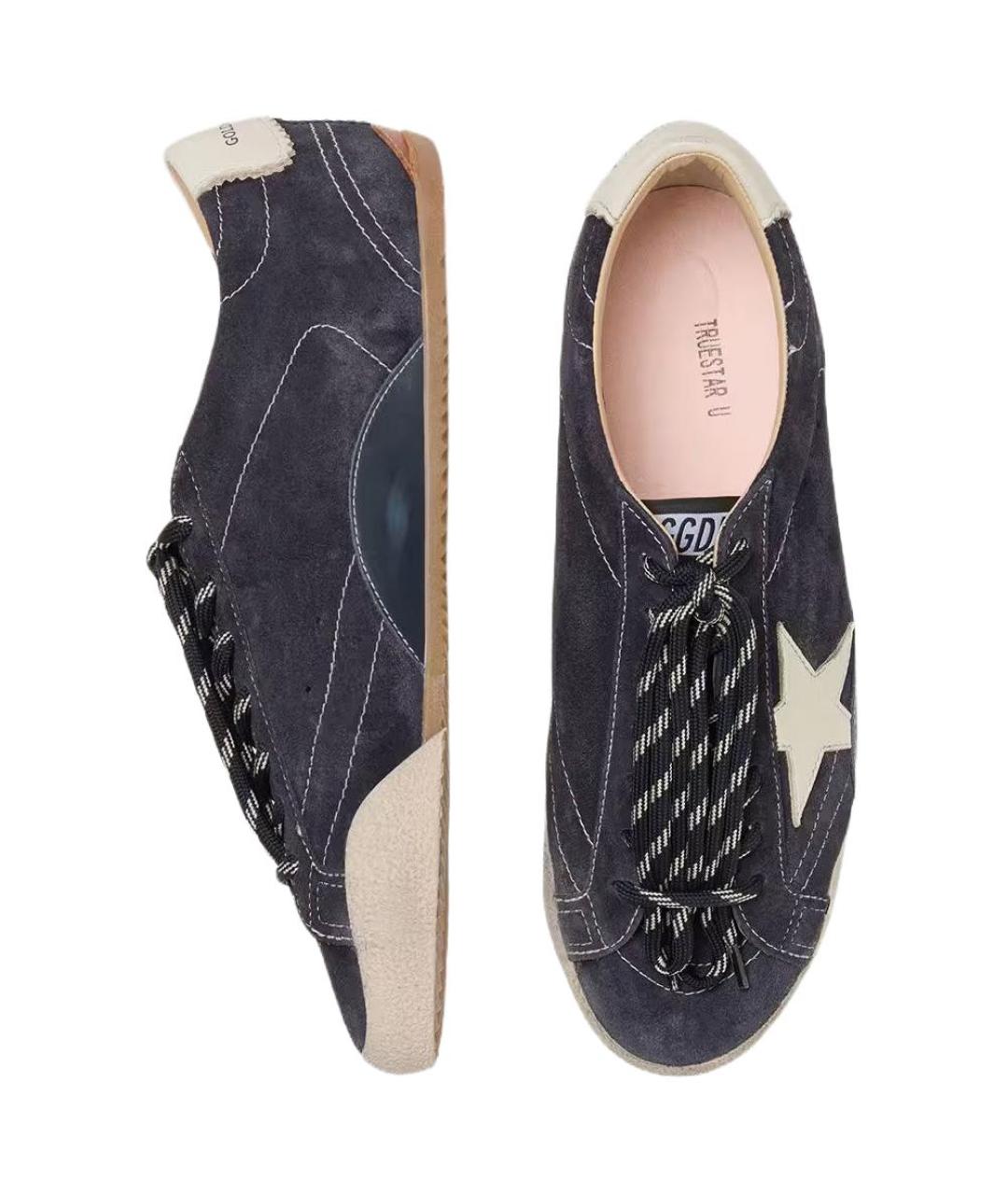 GOLDEN GOOSE DELUXE BRAND Синие кожаные кроссовки, фото 4