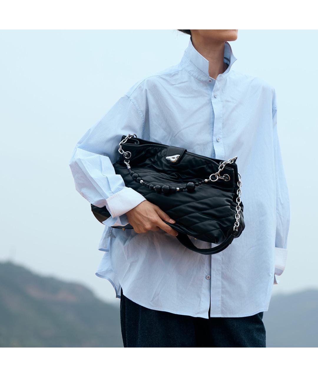 SONGMONT Черная кожаная сумка через плечо, фото 5