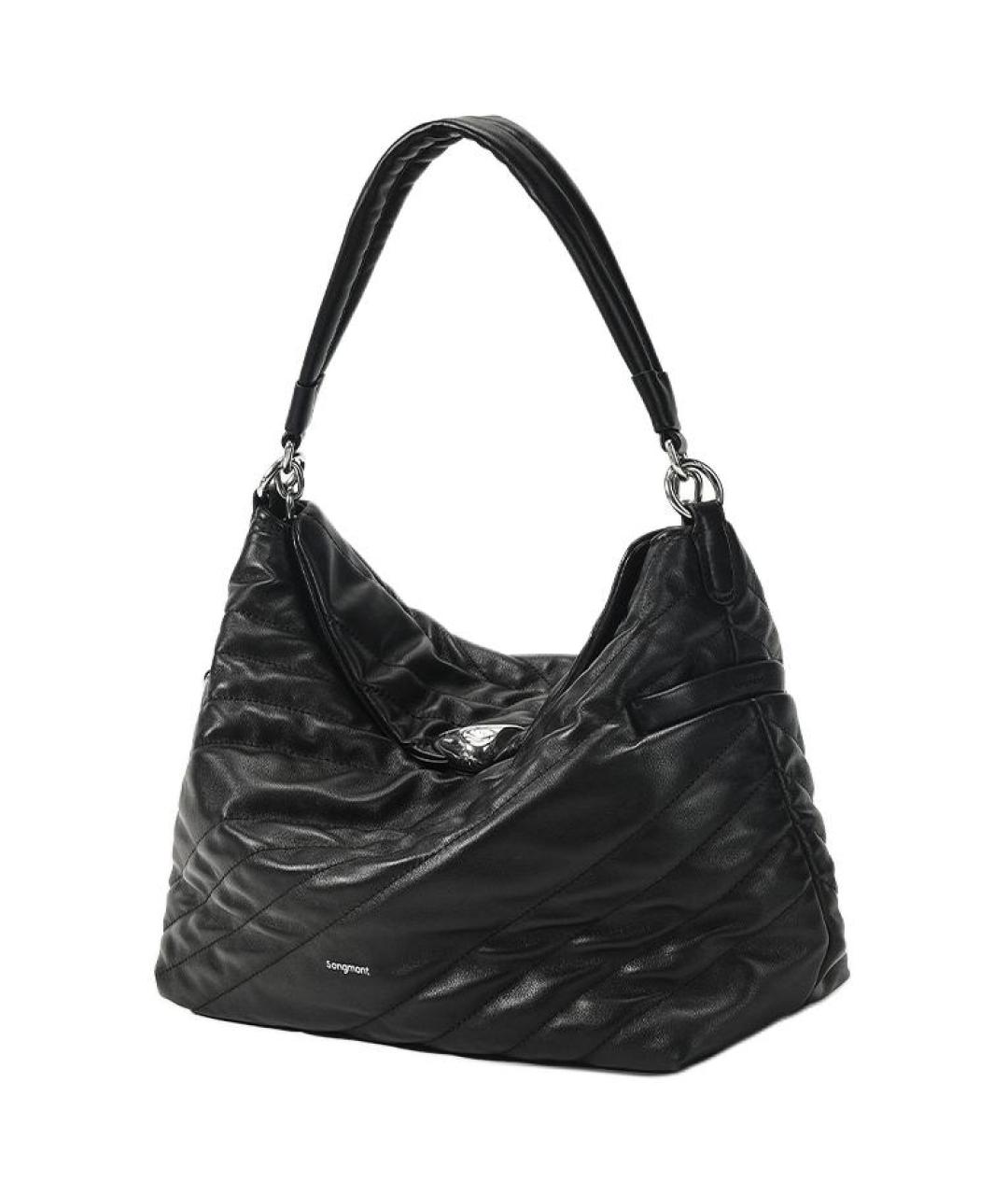 SONGMONT Черная кожаная сумка через плечо, фото 1