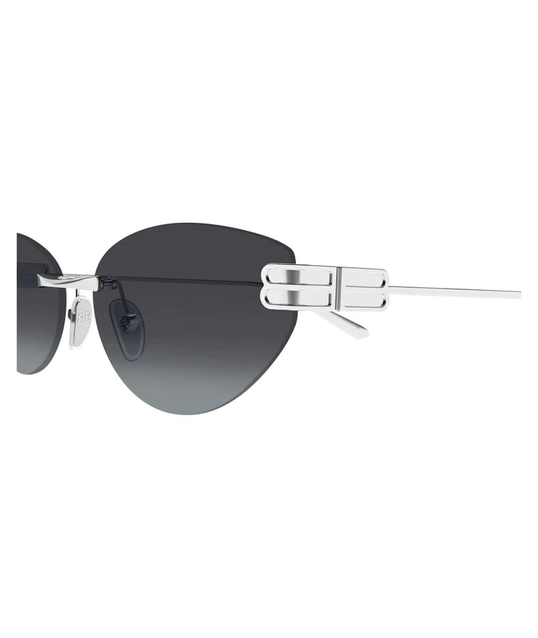 BALENCIAGA Серебряные металлические солнцезащитные очки, фото 3