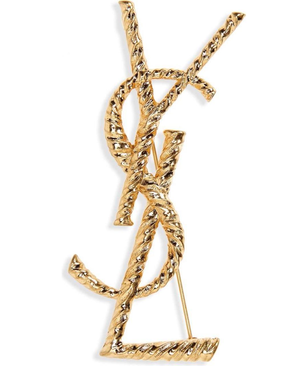 SAINT LAURENT Золотая латунная булавка / брошь, фото 1