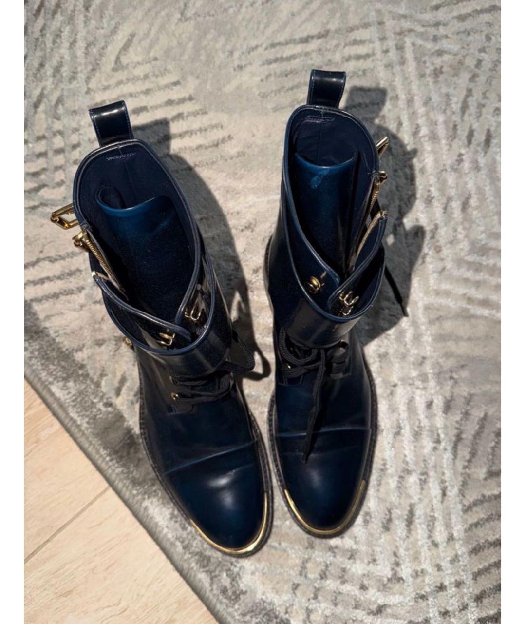 LOUIS VUITTON Темно-синие кожаные ботинки, фото 2