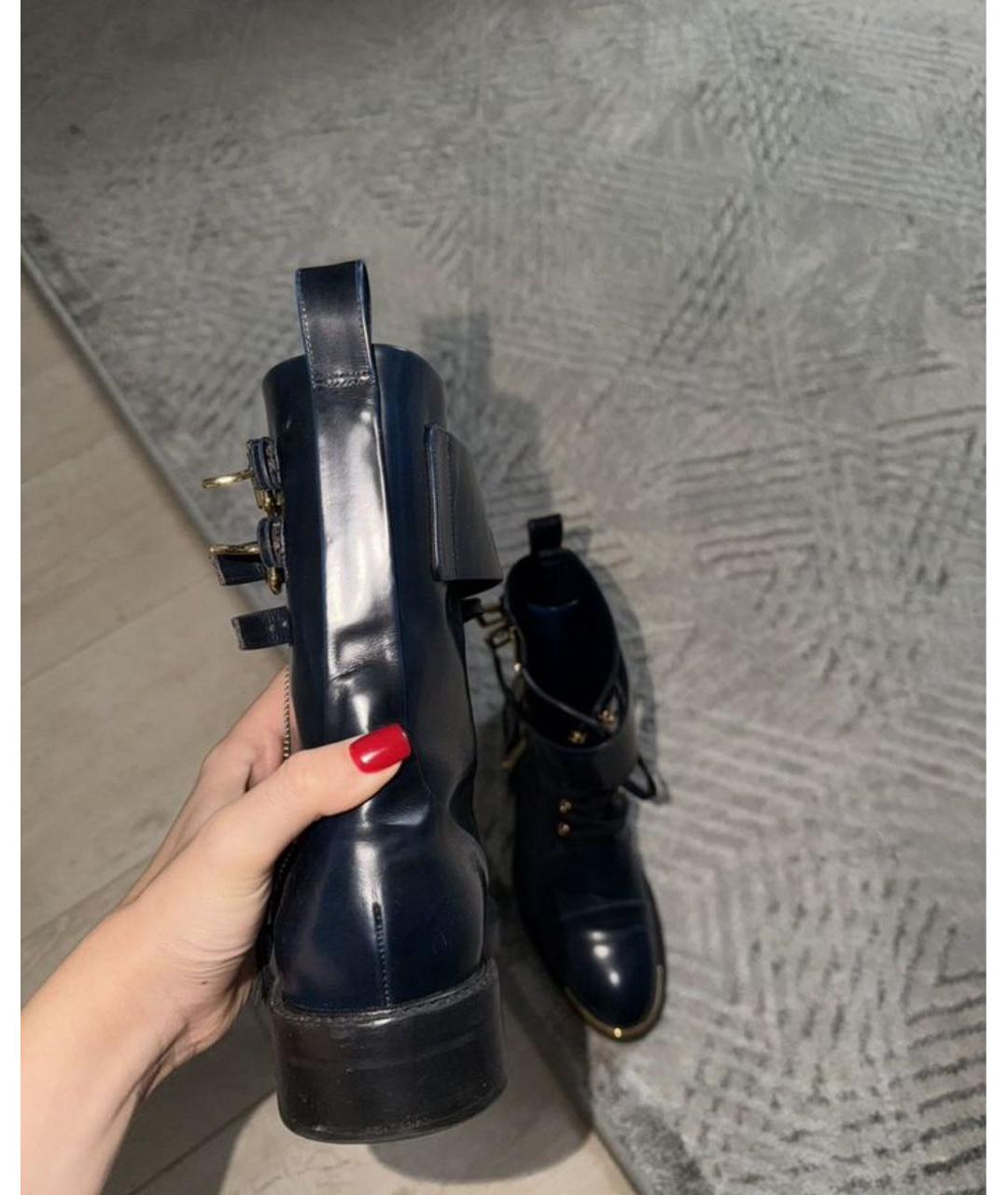 LOUIS VUITTON Темно-синие кожаные ботинки, фото 4
