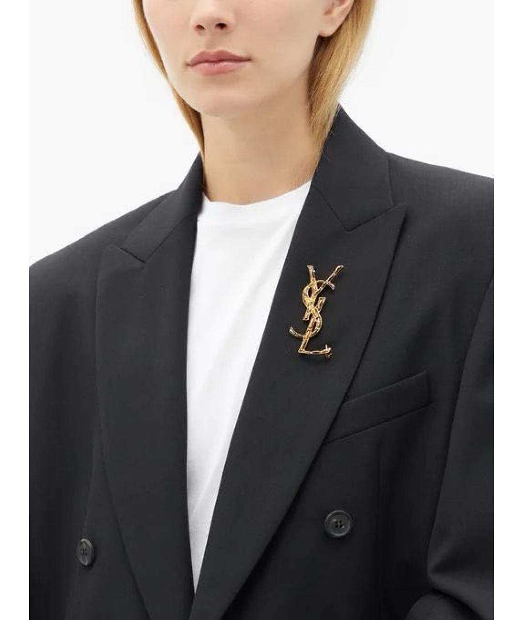 SAINT LAURENT Золотая латунная булавка / брошь, фото 4