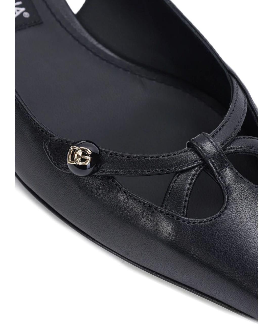 DOLCE&GABBANA Черные кожаные лодочки на низком каблуке, фото 6