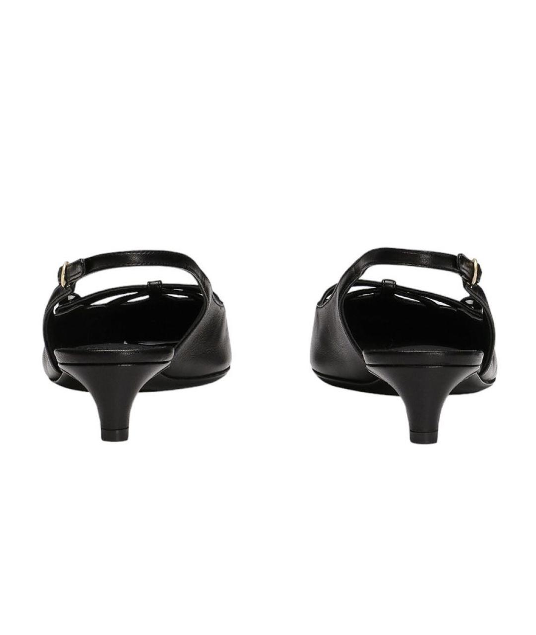 DOLCE&GABBANA Черные кожаные лодочки на низком каблуке, фото 3