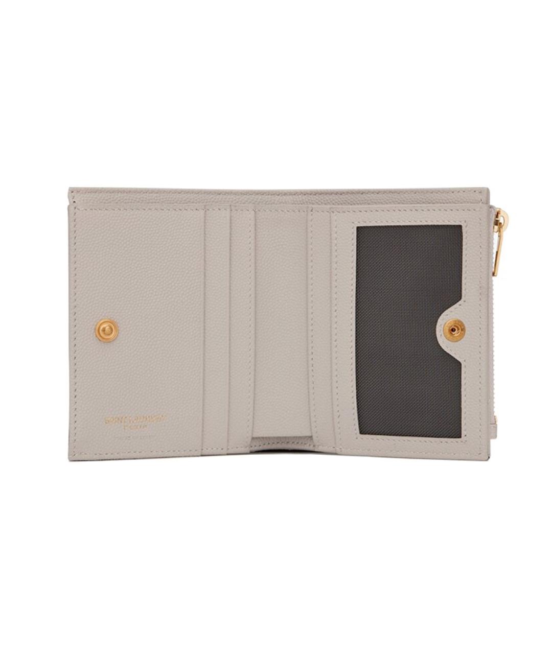 SAINT LAURENT Серый кожаный кардхолдер, фото 3