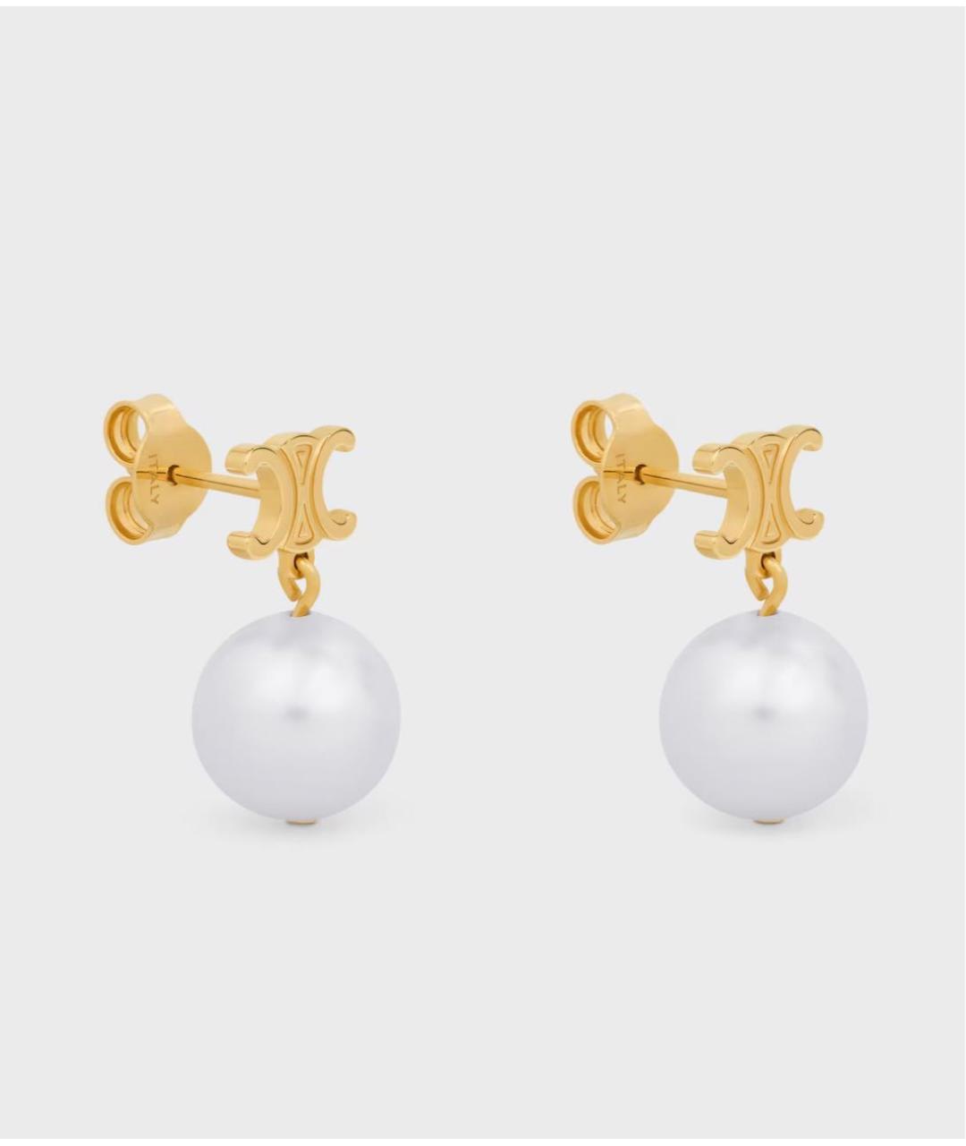 CELINE Золотые латунные серьги, фото 2