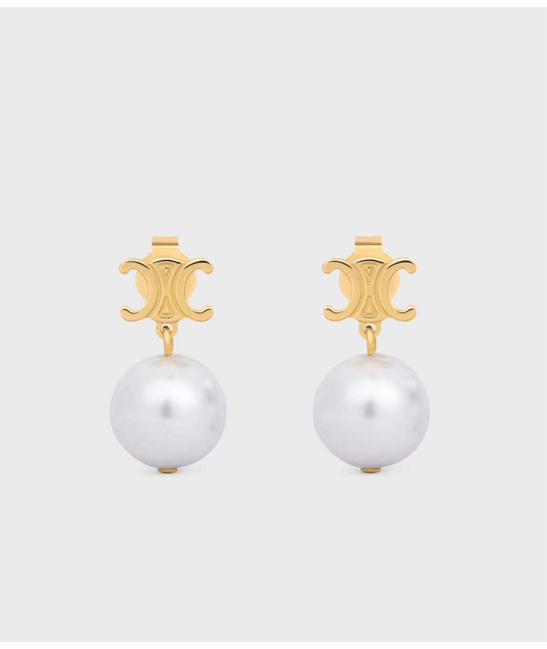 CELINE Золотые латунные серьги, фото 4