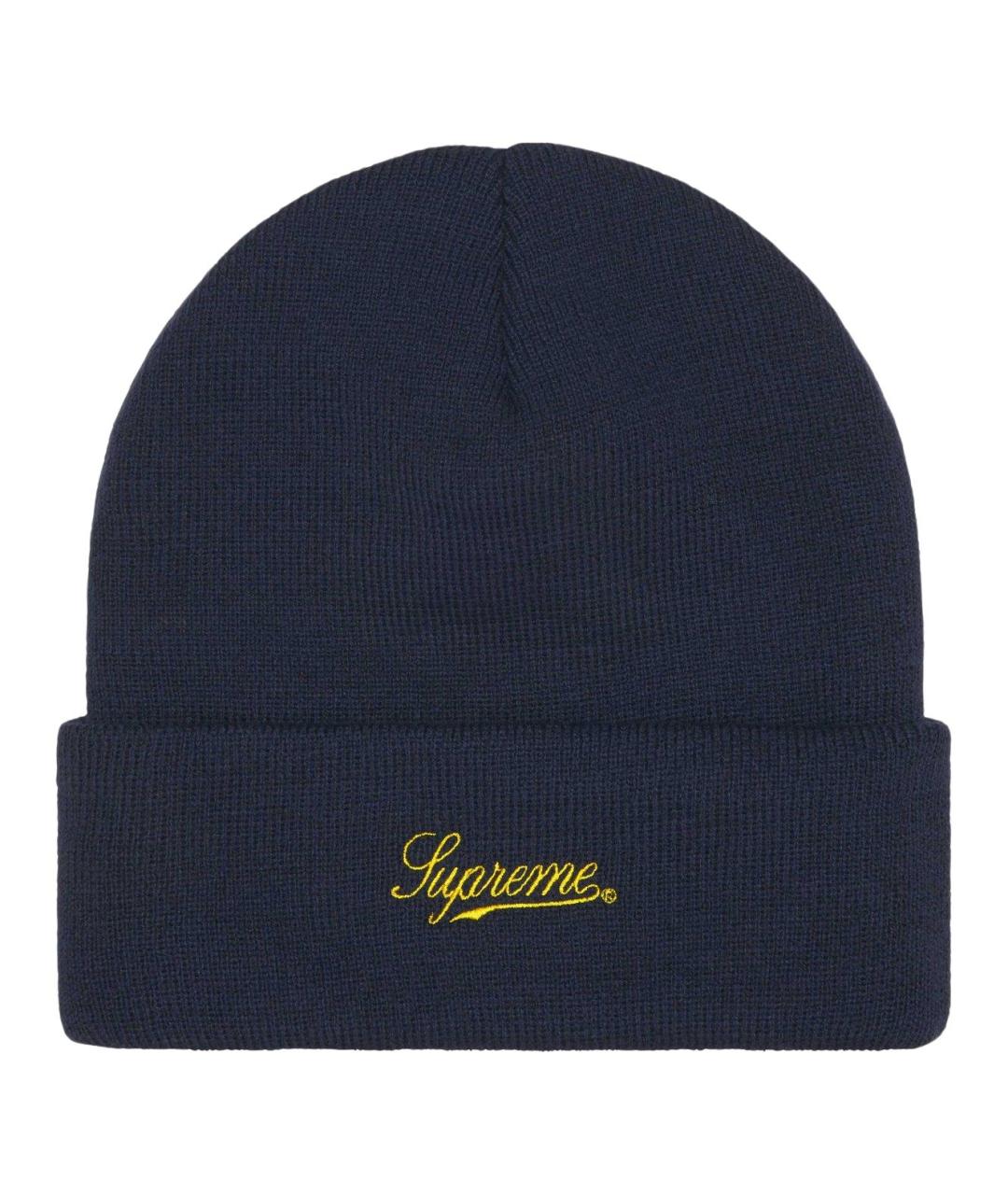 SUPREME Темно-синяя синтетическая шапка, фото 2