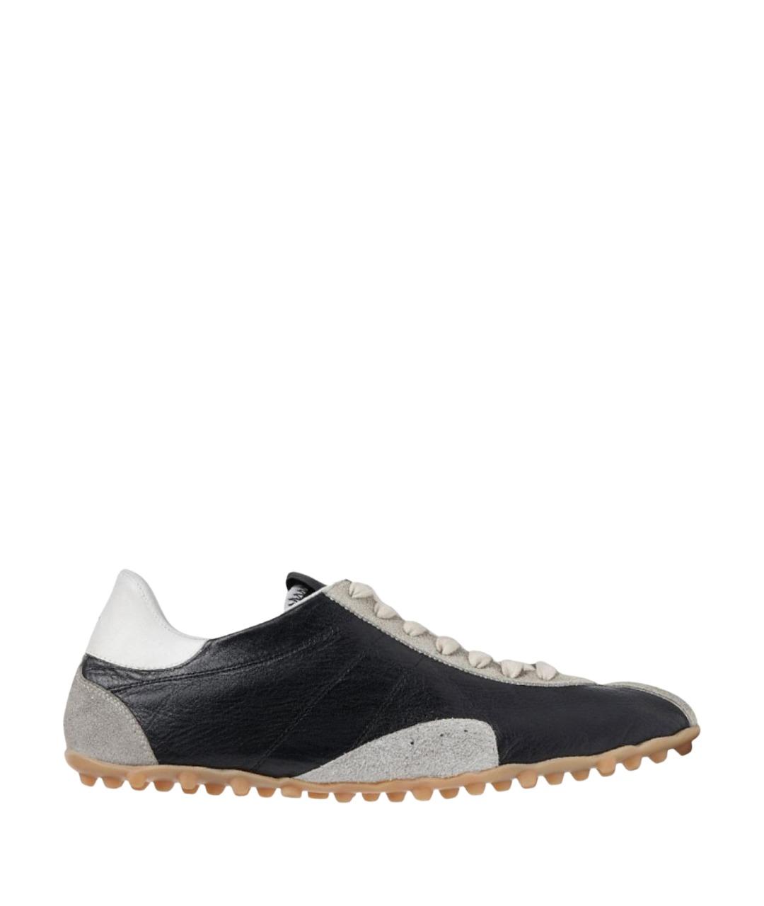 MAISON MARGIELA Черные кожаные кеды, фото 1
