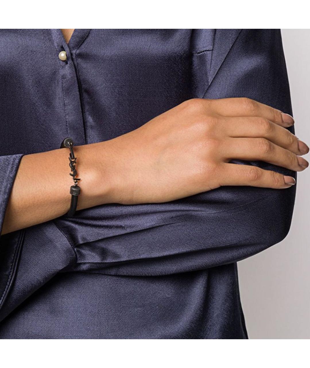 SAINT LAURENT Черный браслет, фото 2