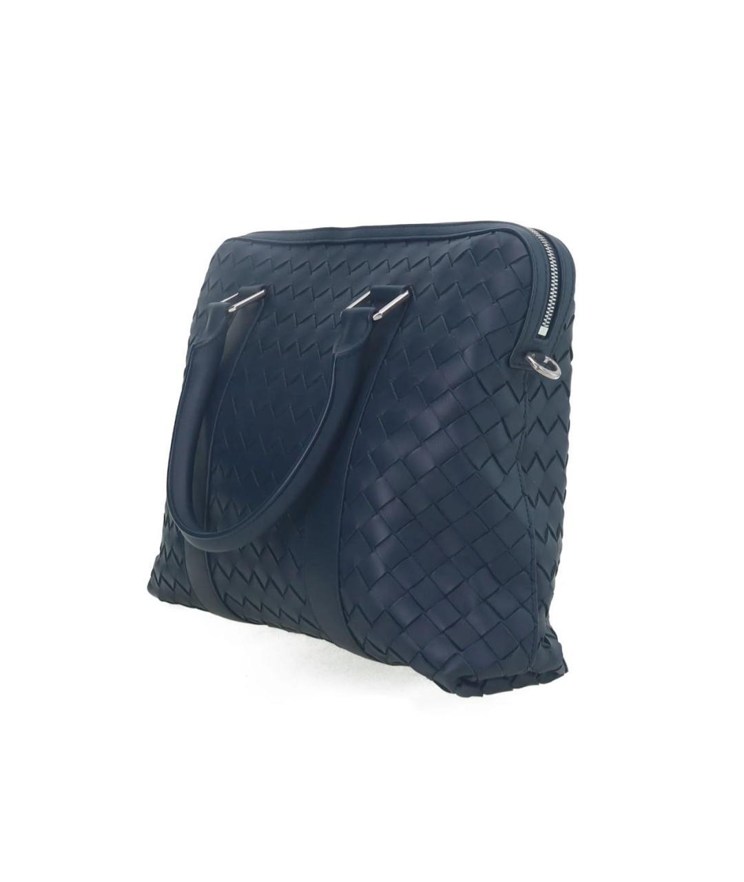 BOTTEGA VENETA Темно-синий кожаный портфель, фото 2
