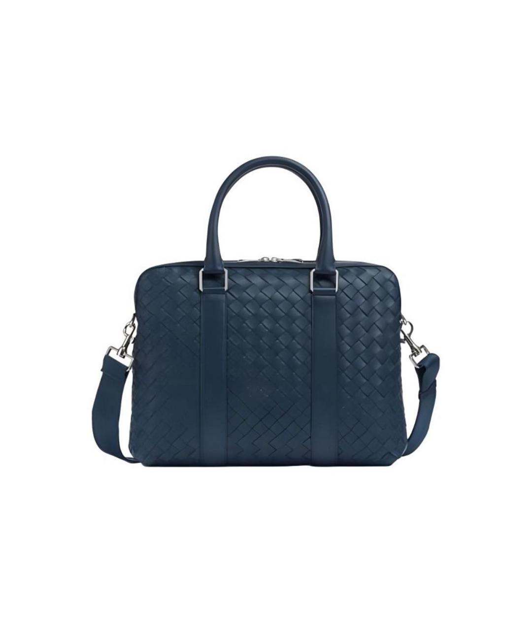 BOTTEGA VENETA Темно-синий кожаный портфель, фото 8