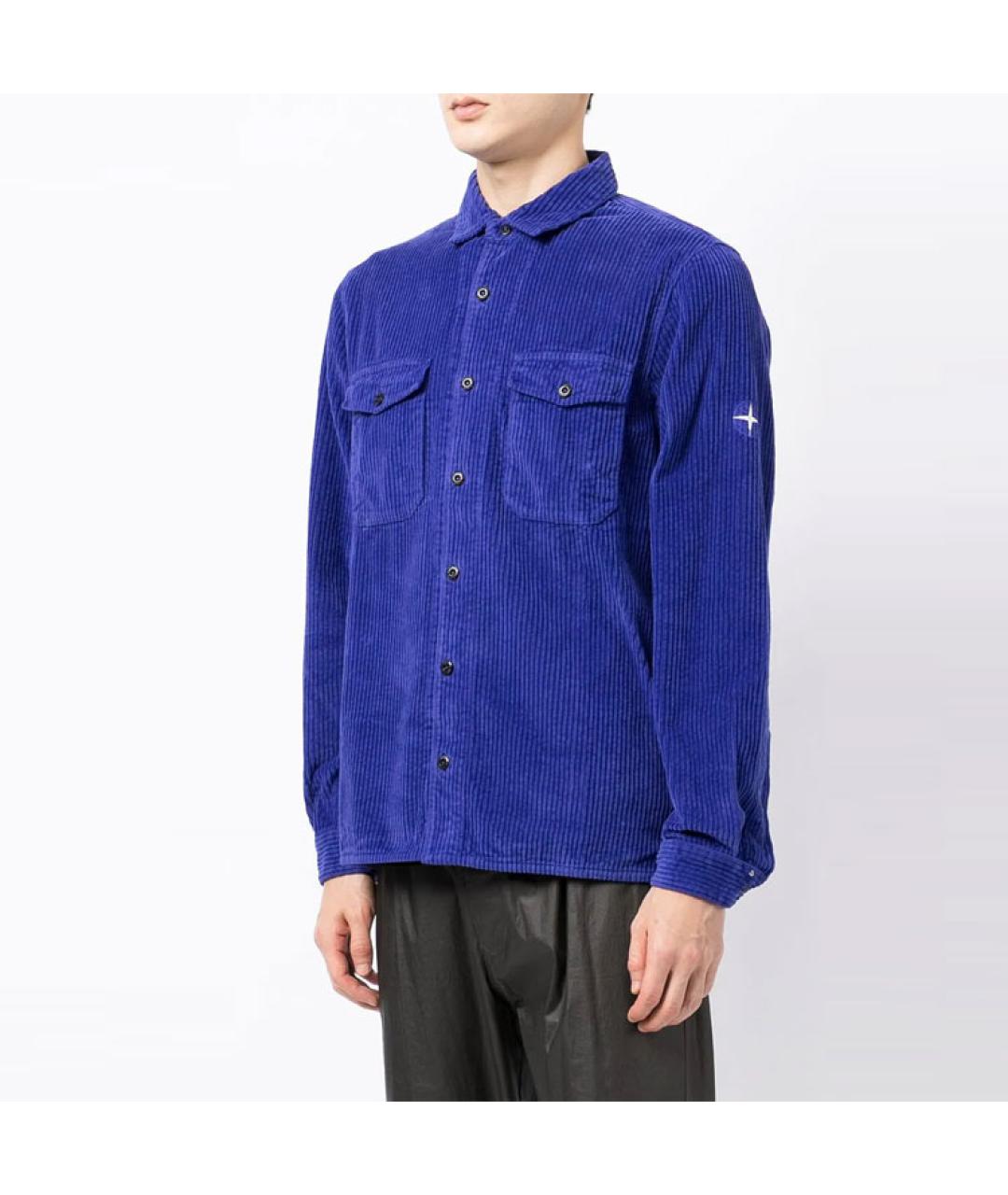 STONE ISLAND Синяя хлопковая кэжуал рубашка, фото 4