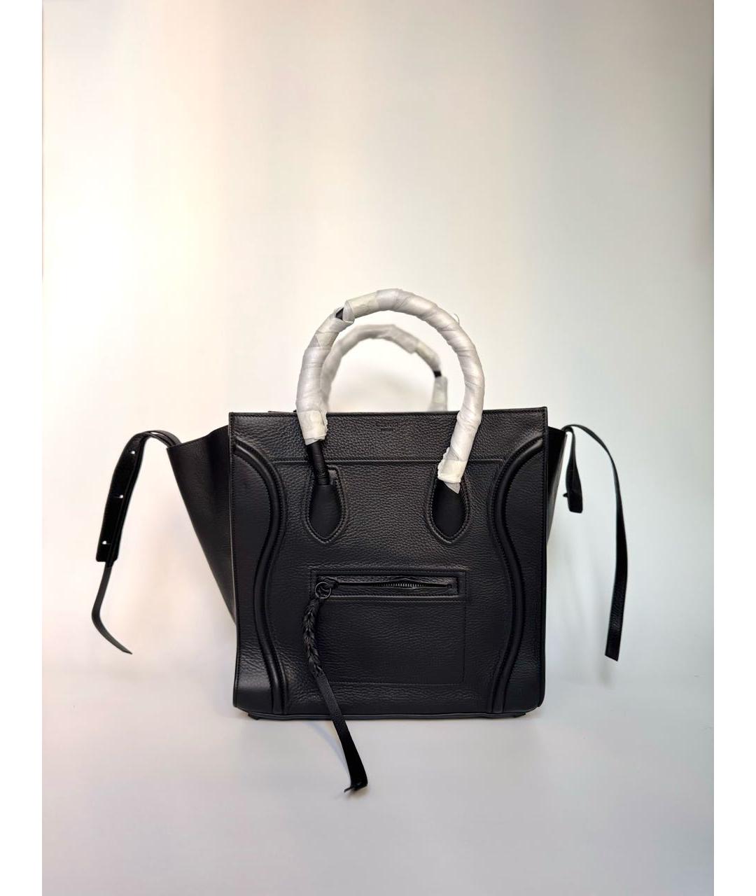 CELINE Черная кожаная сумка с короткими ручками, фото 9