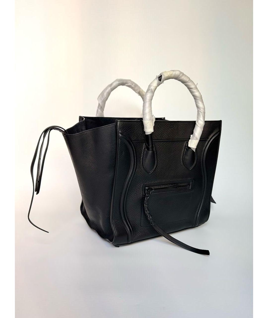 CELINE Черная кожаная сумка с короткими ручками, фото 2