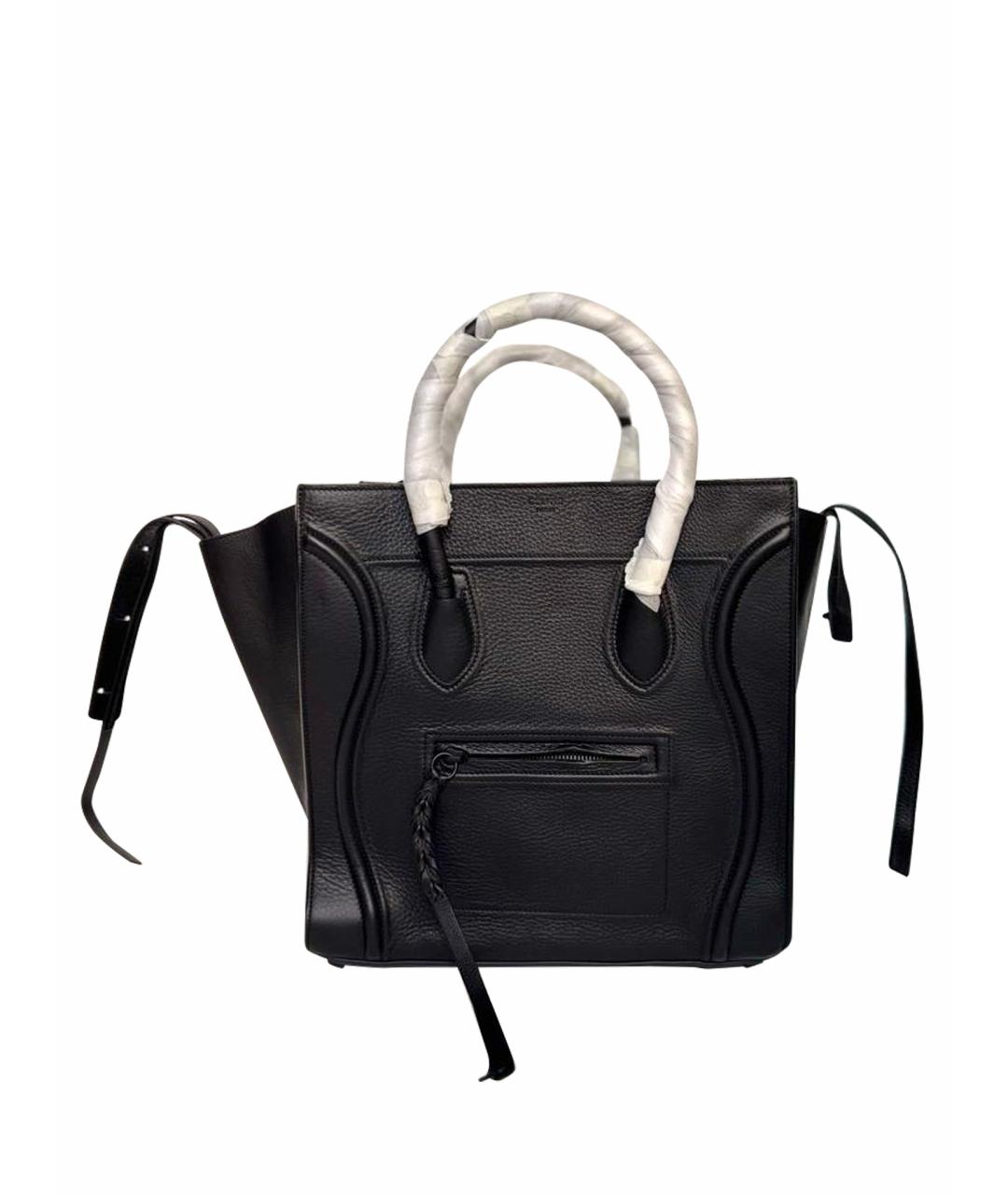 CELINE Черная кожаная сумка с короткими ручками, фото 1