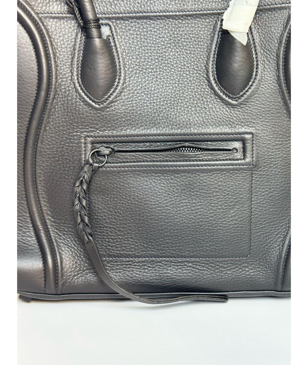 CELINE Черная кожаная сумка с короткими ручками, фото 7