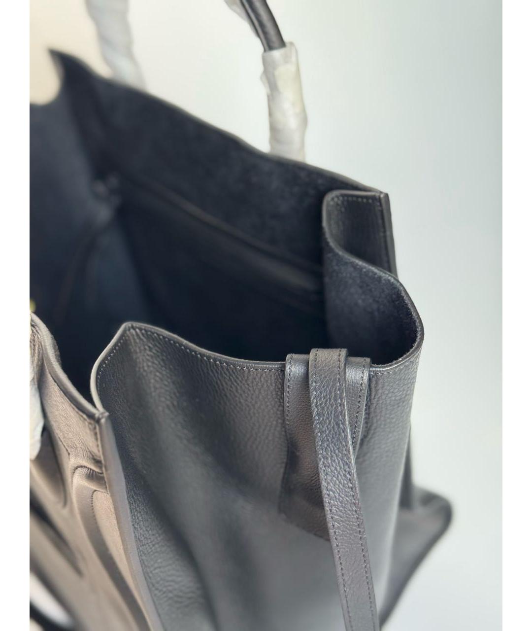 CELINE Черная кожаная сумка с короткими ручками, фото 8