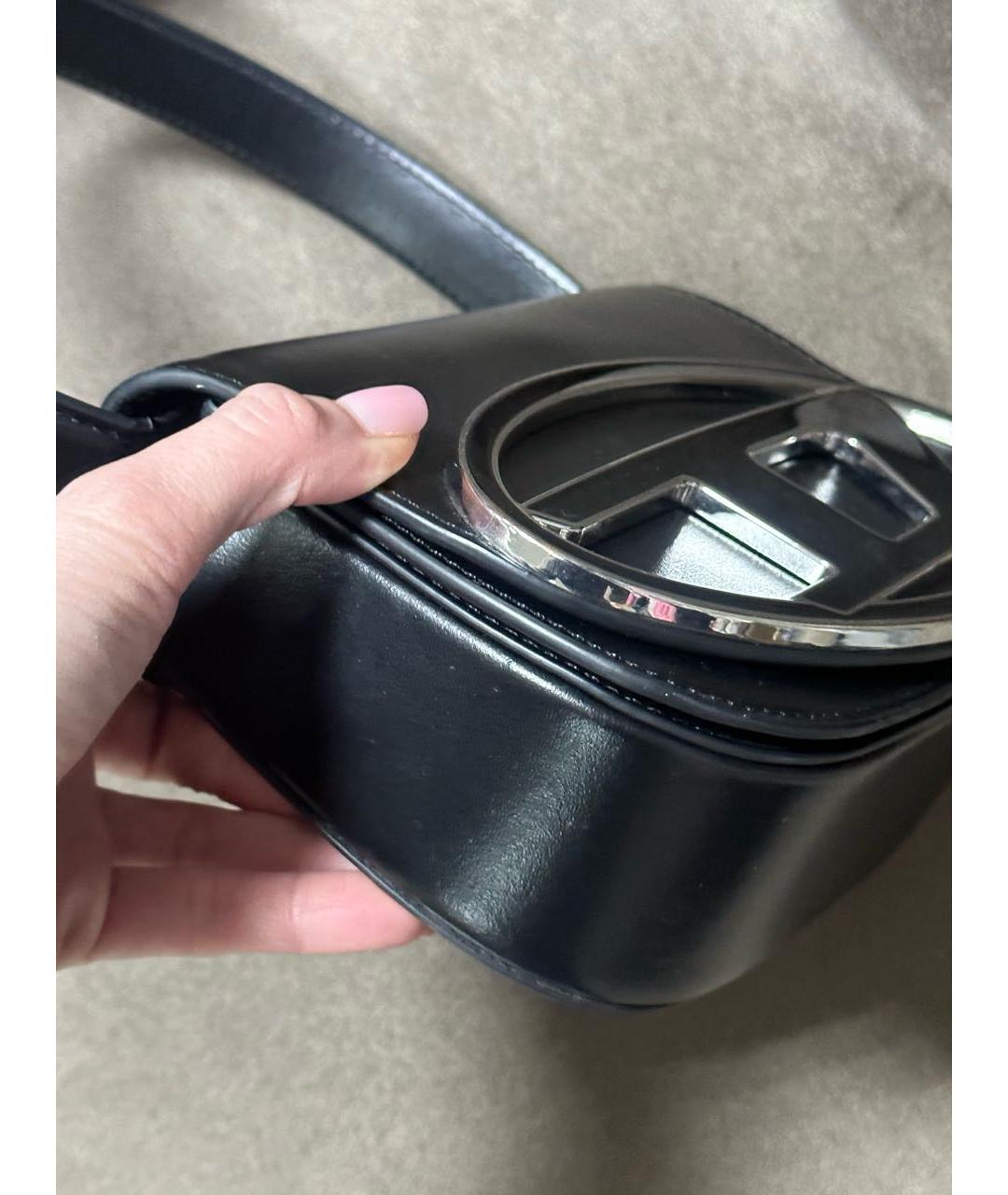 DIESEL Черная кожаная сумка с короткими ручками, фото 3