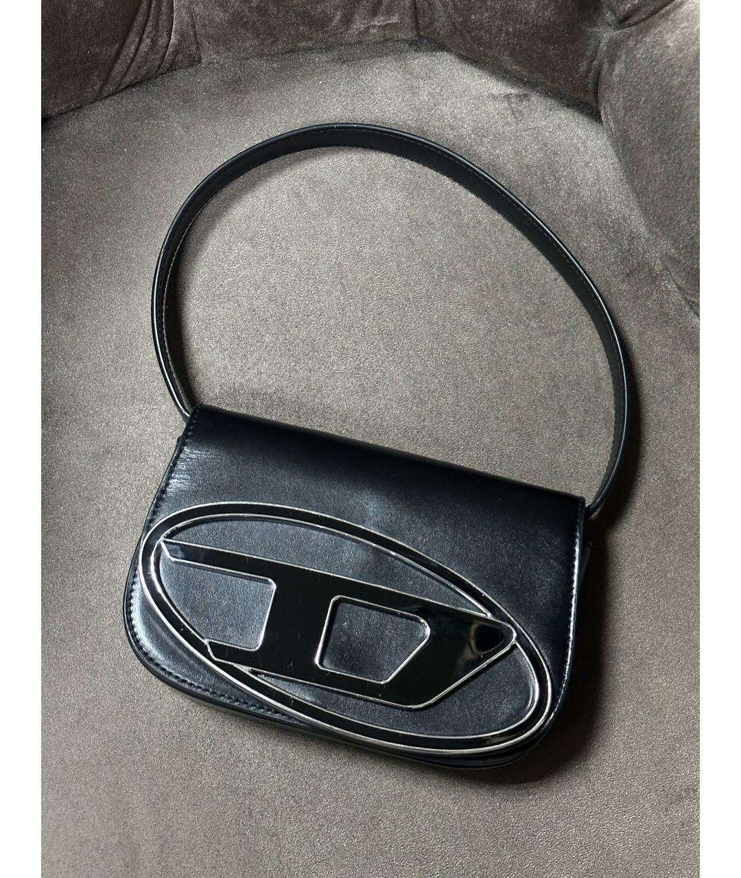 DIESEL Черная кожаная сумка с короткими ручками, фото 8