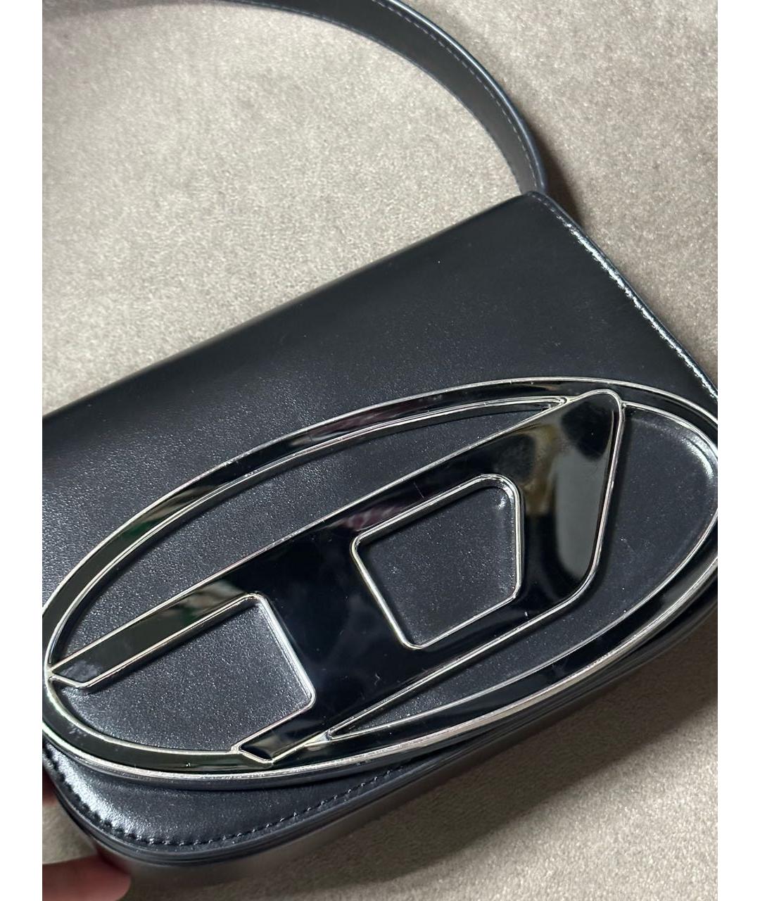 DIESEL Черная кожаная сумка с короткими ручками, фото 2