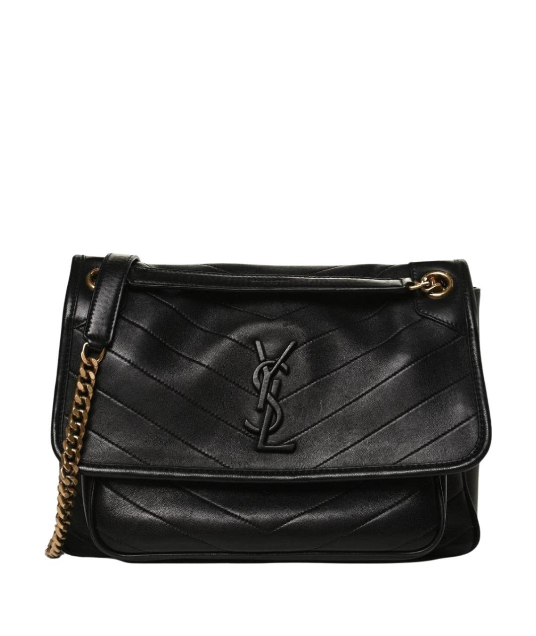 SAINT LAURENT Черная кожаная сумка через плечо, фото 1