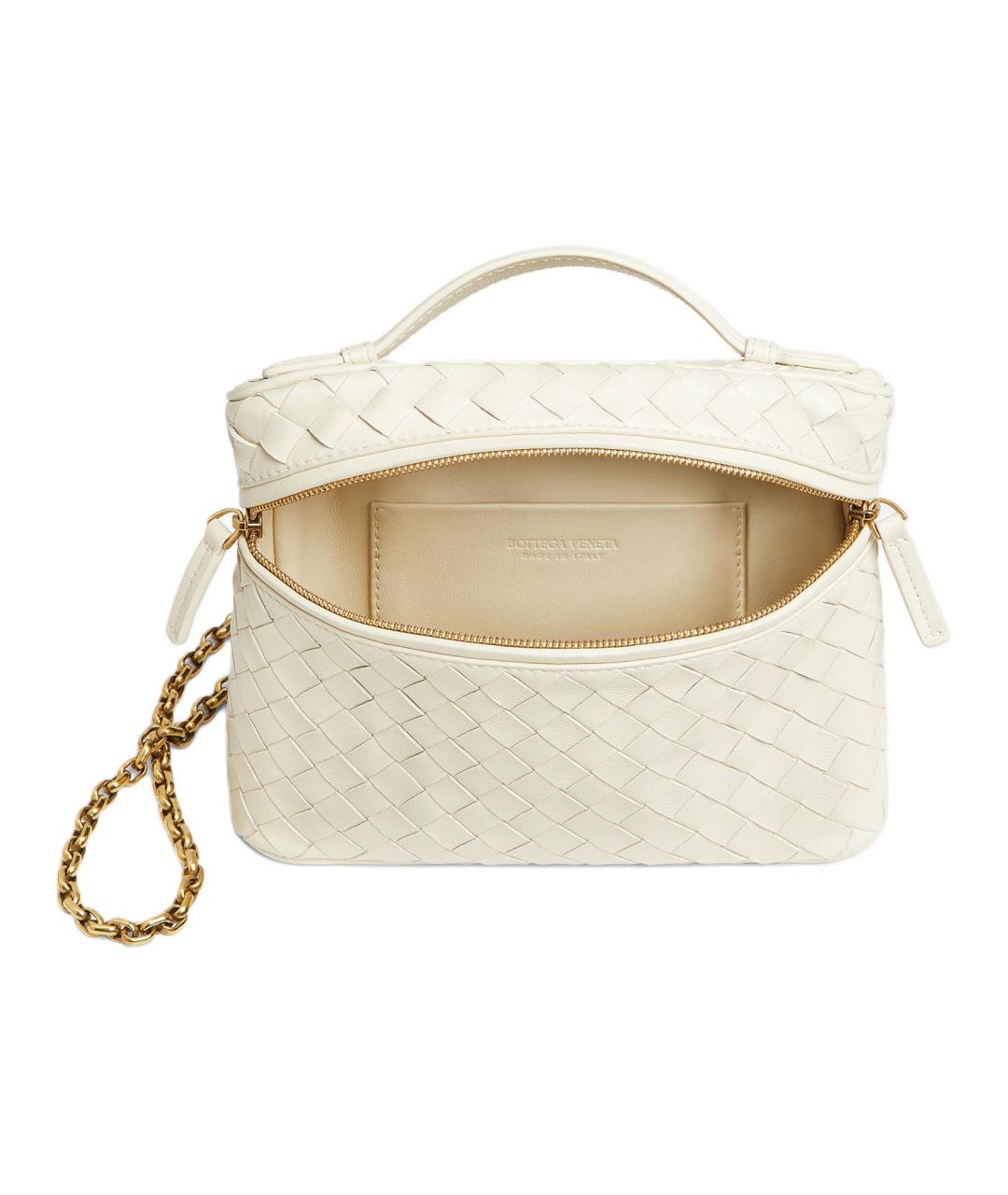 BOTTEGA VENETA Белая кожаная сумка с короткими ручками, фото 2