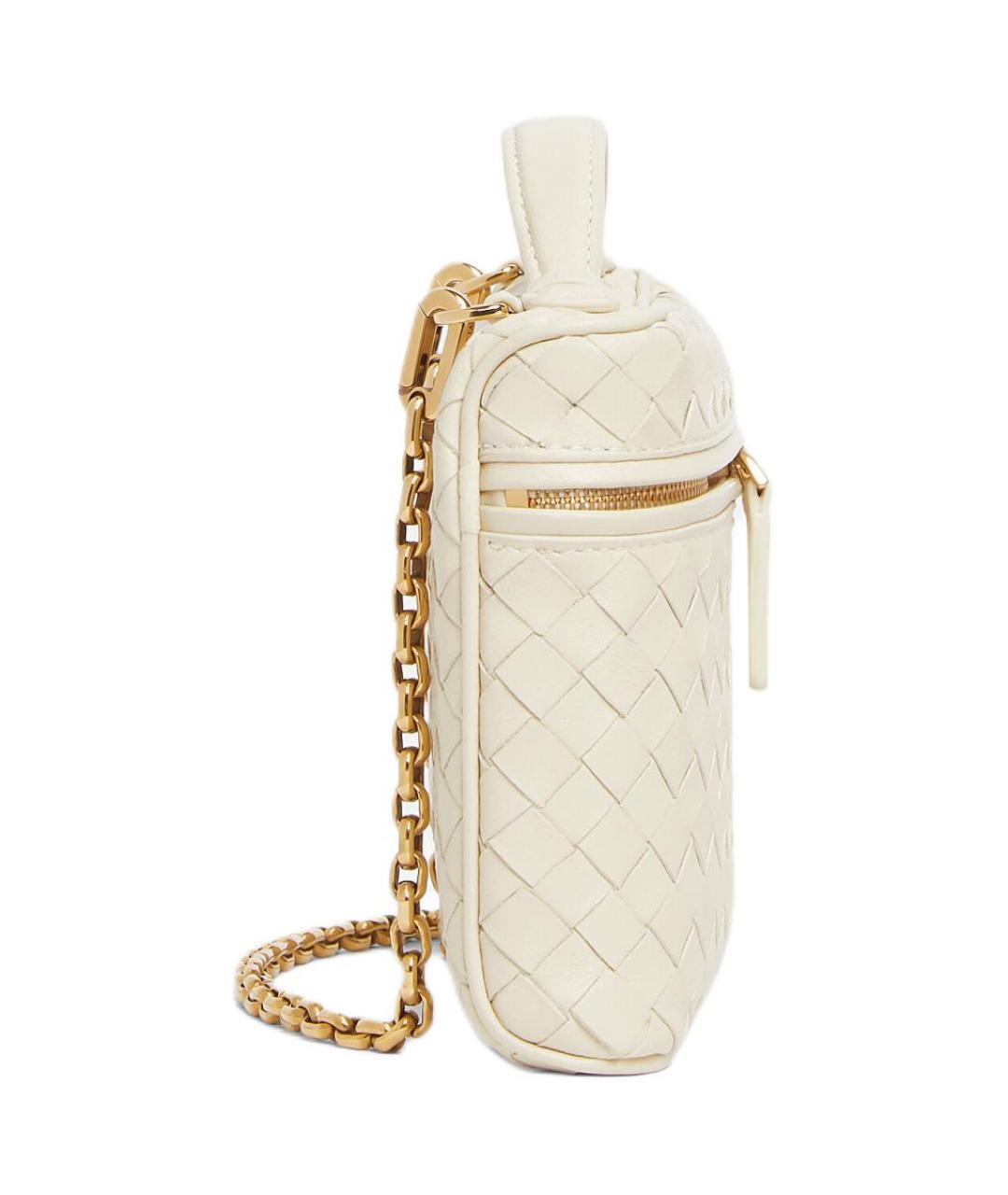 BOTTEGA VENETA Белая кожаная сумка с короткими ручками, фото 3