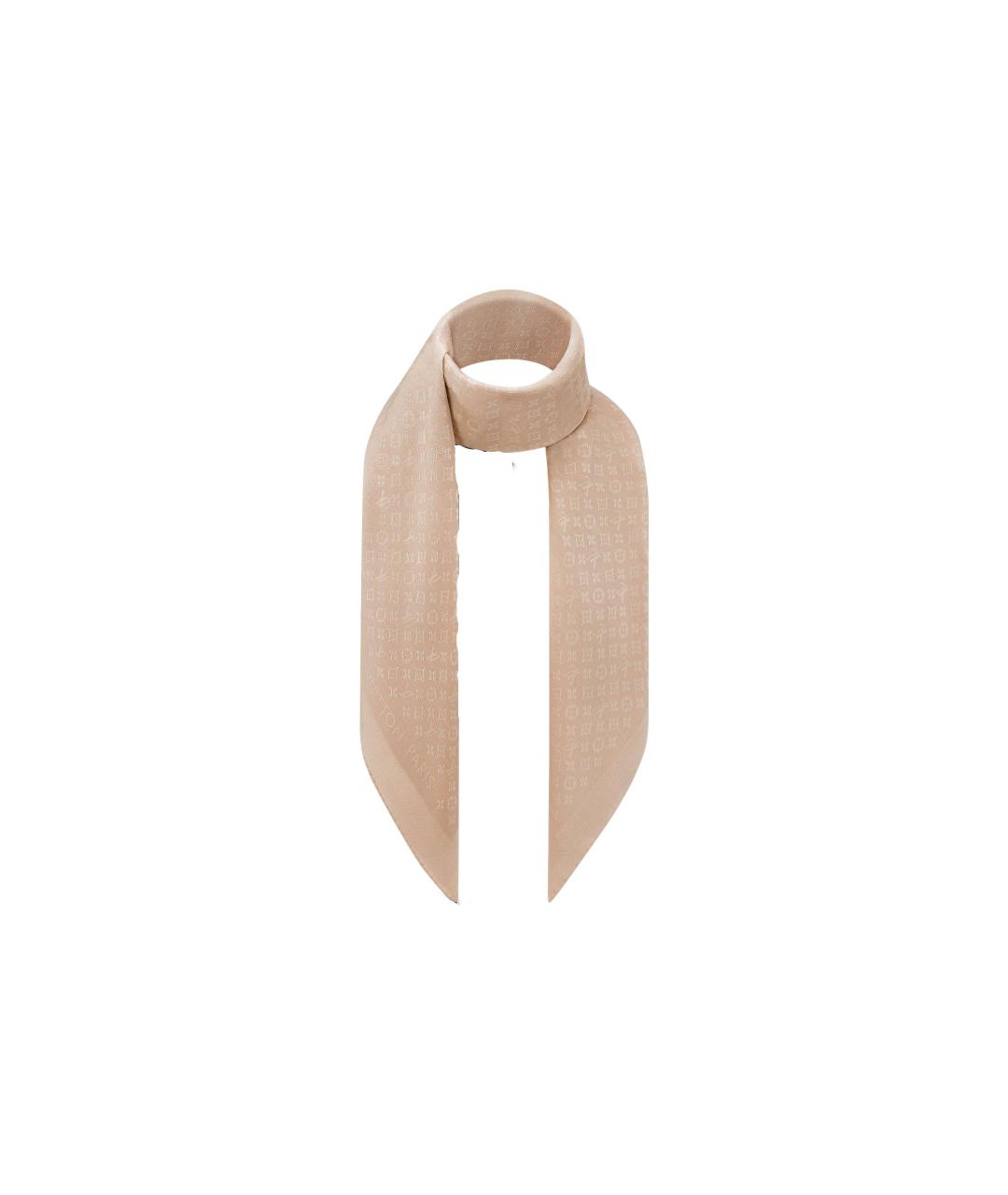 LOUIS VUITTON Розовый шелковый шарф, фото 3