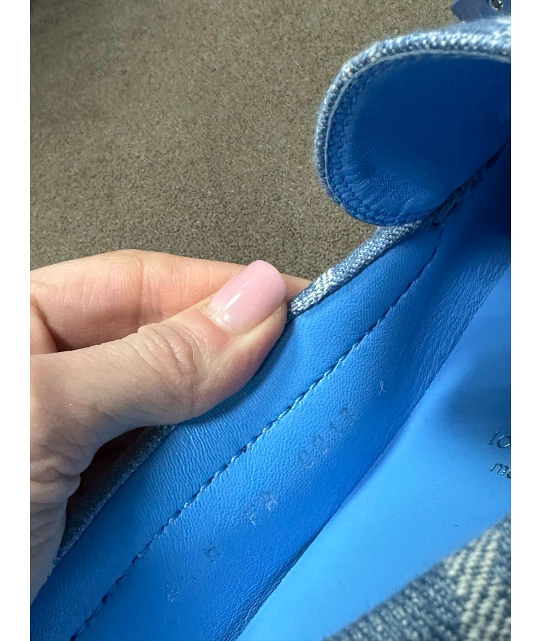 LOUIS VUITTON Голубые текстильные мокасины, фото 6