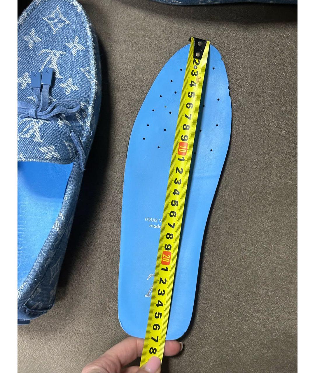 LOUIS VUITTON Голубые текстильные мокасины, фото 7