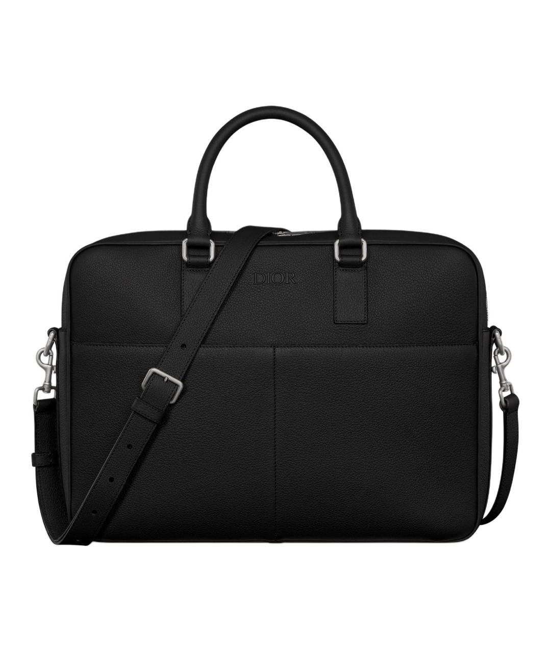 CHRISTIAN DIOR Черный кожаный портфель, фото 1