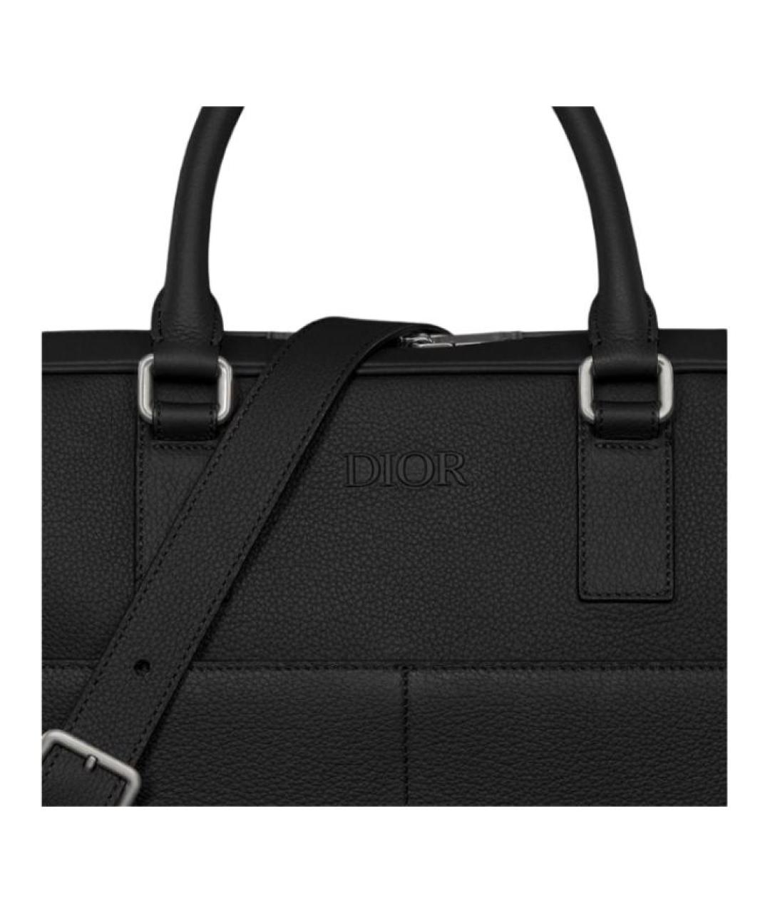 CHRISTIAN DIOR Черный кожаный портфель, фото 2