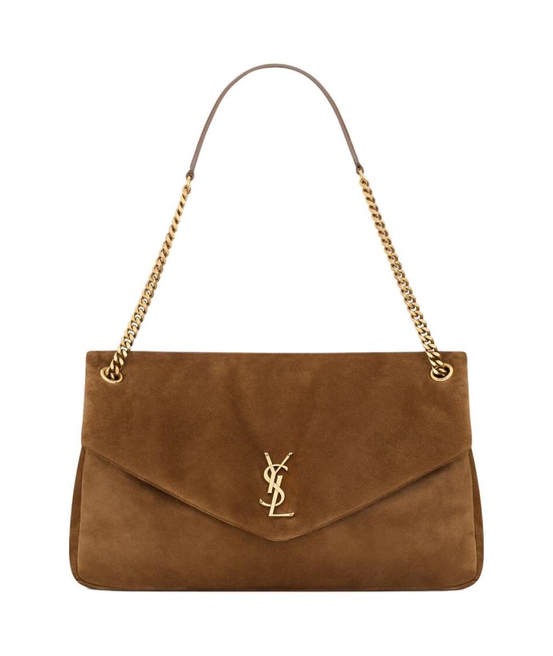 SAINT LAURENT Коричневая замшевая сумка через плечо, фото 1