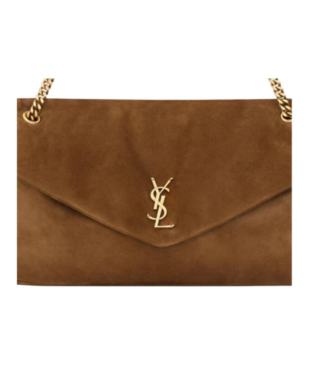 SAINT LAURENT Коричневая замшевая сумка через плечо, фото 5