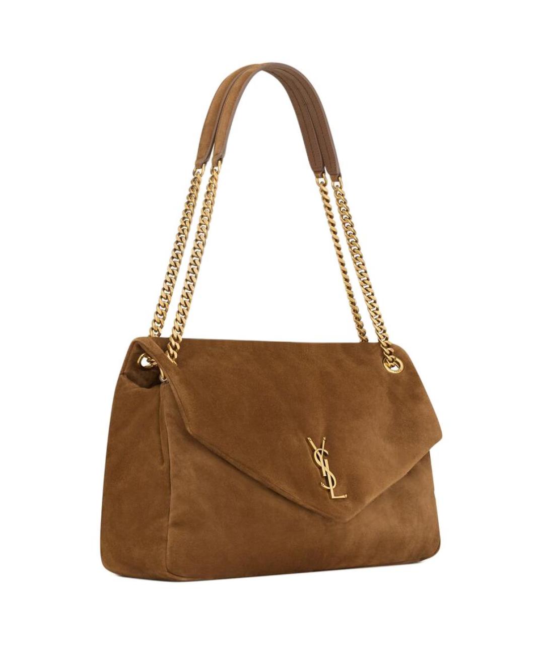 SAINT LAURENT Коричневая замшевая сумка через плечо, фото 2