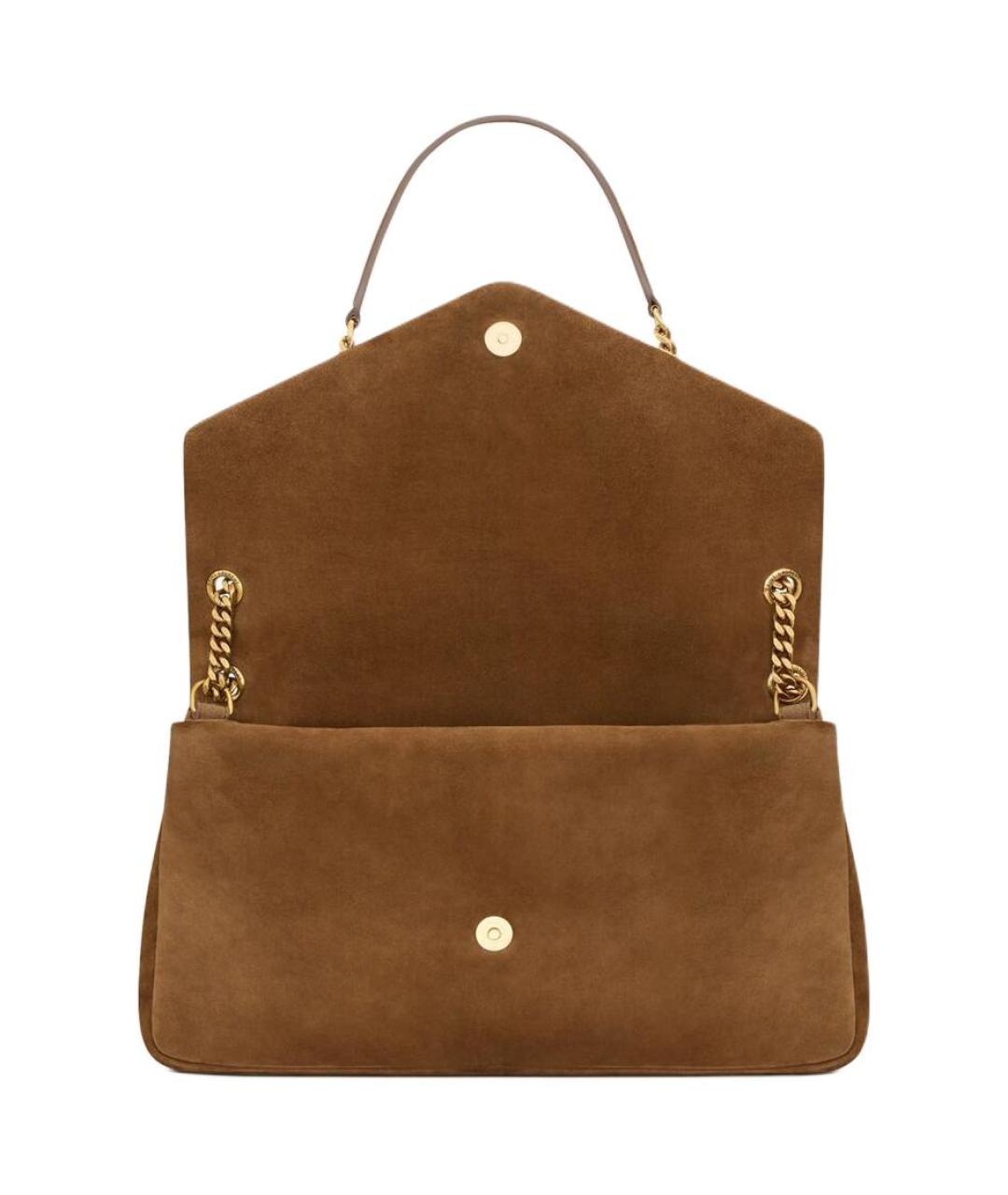 SAINT LAURENT Коричневая замшевая сумка через плечо, фото 4