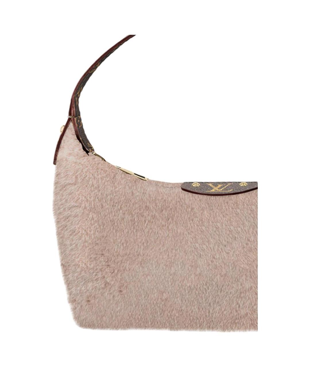 LOUIS VUITTON Бежевая меховая сумка с короткими ручками, фото 2