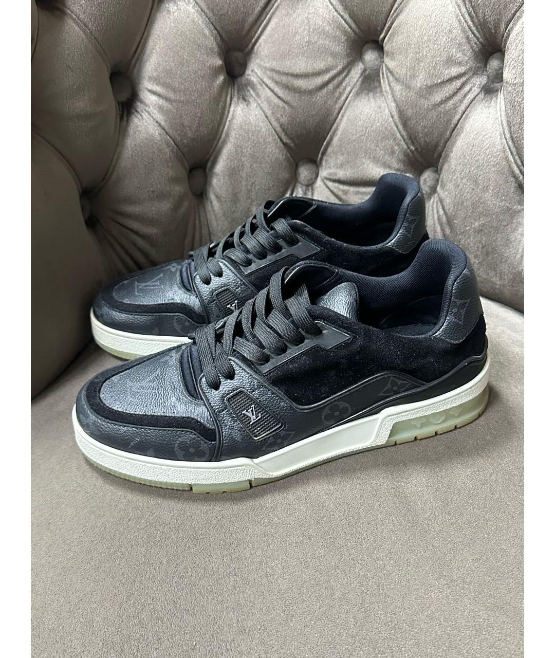 LOUIS VUITTON Антрацитовые высокие кроссовки / кеды, фото 2