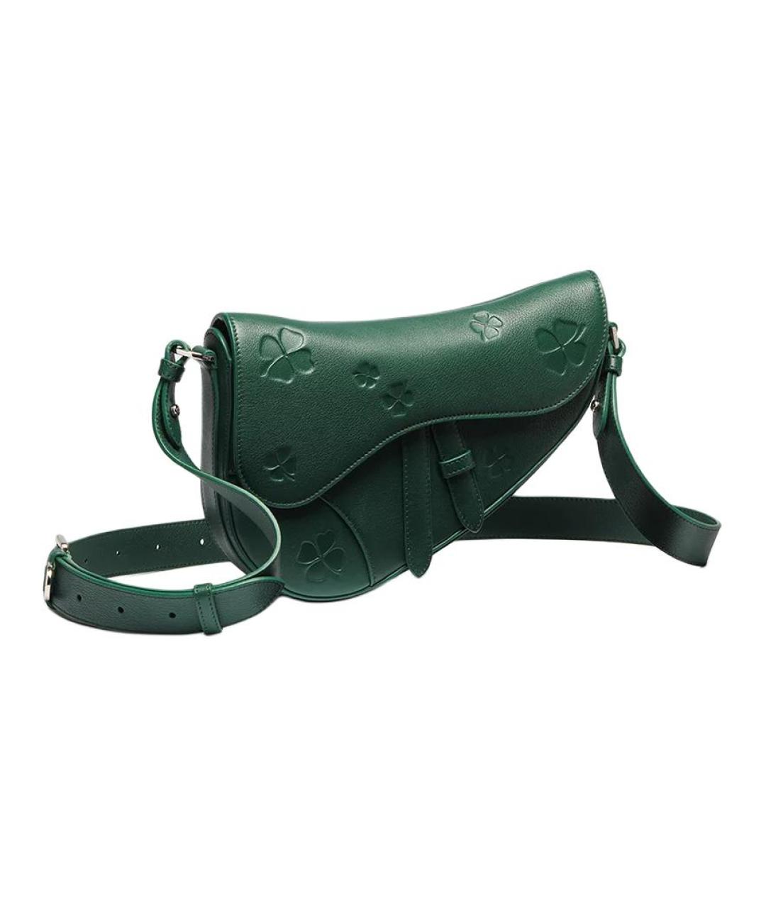 CHRISTIAN DIOR Зеленая кожаная сумка на плечо, фото 1