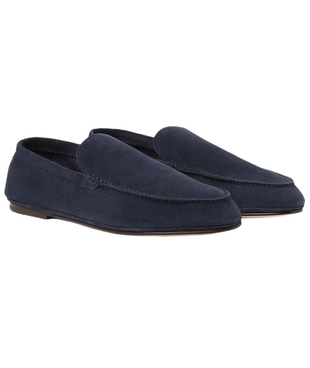 LORO PIANA Синие кожаные туфли, фото 3