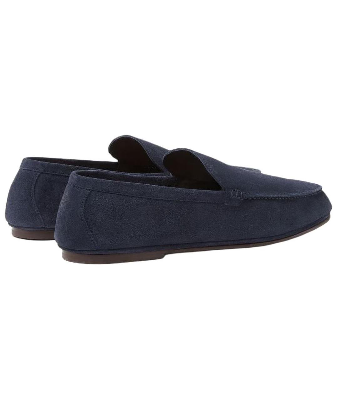 LORO PIANA Синие кожаные туфли, фото 4