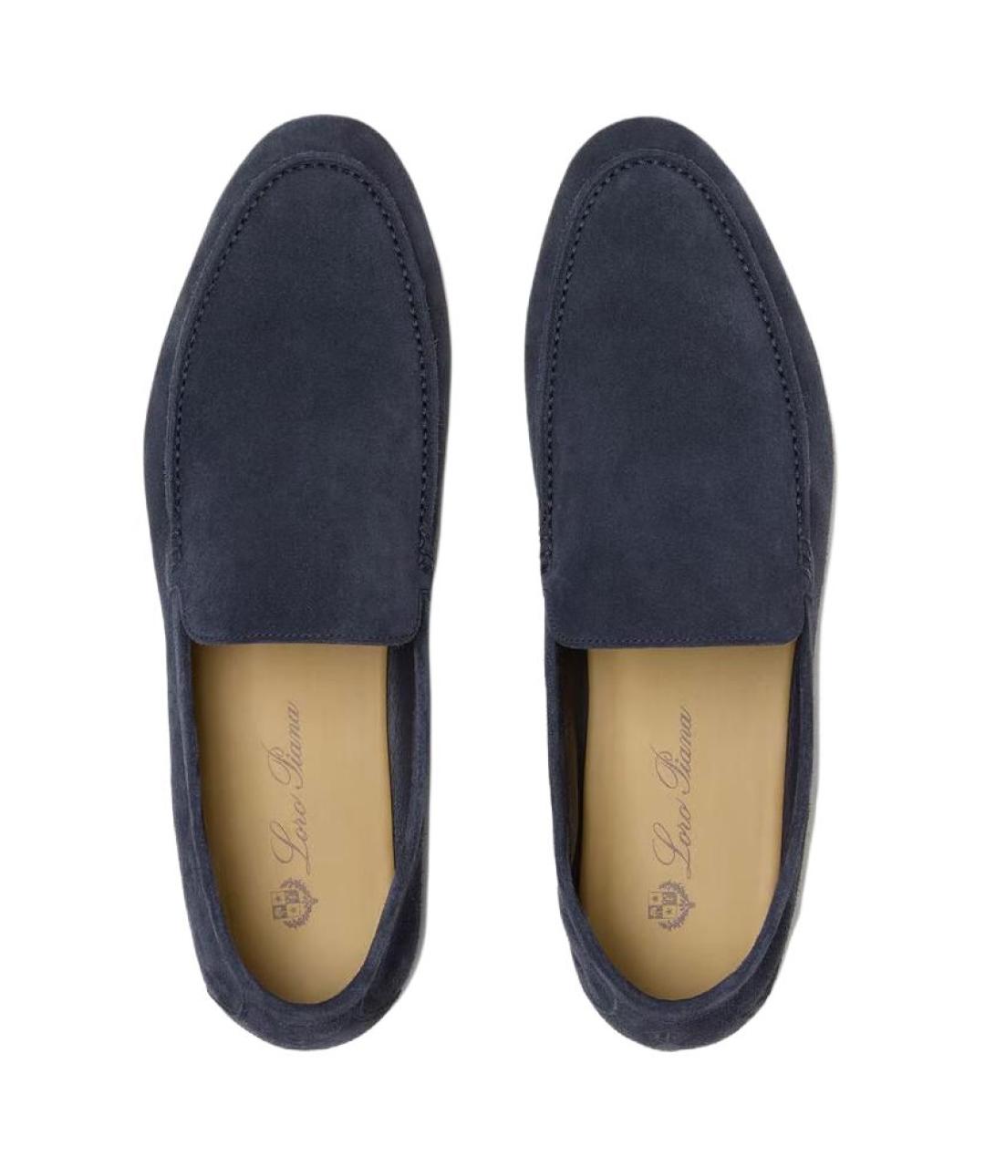 LORO PIANA Синие кожаные туфли, фото 5