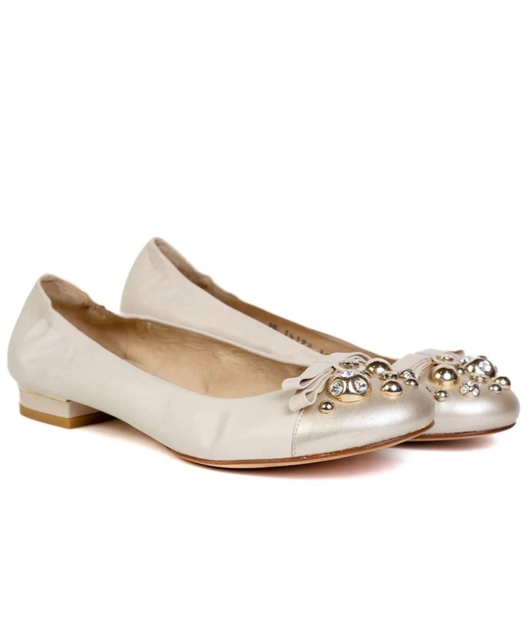 STUART WEITZMAN Бежевые кожаные балетки, фото 2