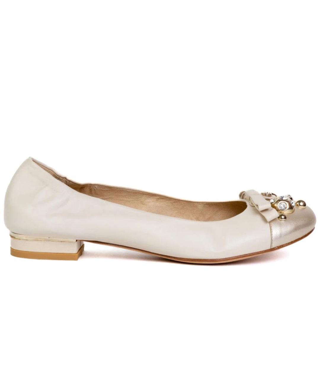 STUART WEITZMAN Бежевые кожаные балетки, фото 1