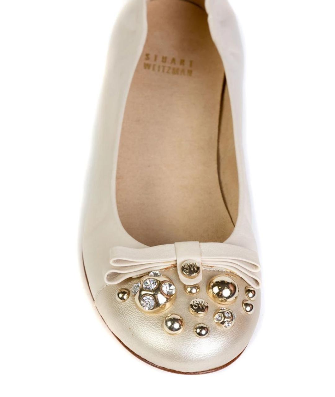 STUART WEITZMAN Бежевые кожаные балетки, фото 3