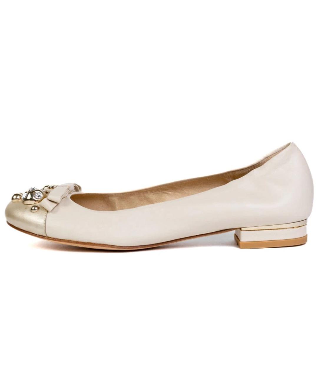 STUART WEITZMAN Бежевые кожаные балетки, фото 6